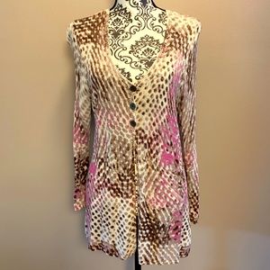 ZOZO Size XL 3 Button Cardigan in Pink, Brown, Cream